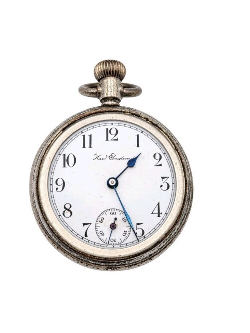Antique New England Pocket Watch Blue Hands Sub Seconds Dial NOT RUNNING Repair